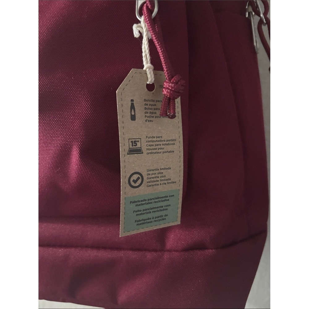 Jansport Maroon Cross Town Backpack Plus Laptop Sleeve 15" School Travel NEW - Picture 7 of 16